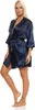 Vestaglia da donna a kimono corto in raso; blu scuro XL Anteprima dell’immagine prodotto 3