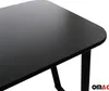A close-up view of a black table surface and its legs. Voir les images du produit