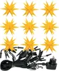 A set of nine yellow star-shaped LED lights with black wires and a plug. Produktbild-Vorschau