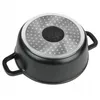 The bottom view of a black pot with a silver, textured base and two black handles. Produktbild-Vorschau