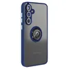 A dark blue phone case with a ring holder is shown against a white background. Produktbild-Vorschau