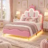 INONEFT Kinderbed, gestoffeerd bed 90x190 cm, prinsessenbed Productafbeelding-voorbeeld 1