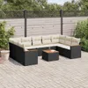 vidaXL 10-tlg. Garten-Sofagarnitur mit Kissen Schwarz Poly Produktbild-Vorschau 2