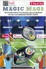 Packaging for soccer-themed school bag accessories, showing a soccer field and stadium. Produktbild-Vorschau