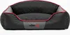 A black and gray dog bed with red trim, shown from the front on a white background. Produktbild-Vorschau