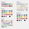 A collection of art supplies including water paints, oil pastels, coloring pencils, crayons, and markers, displayed in rows and organized by type. Náhled obrázku produktu
