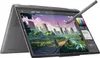 A 2-in-1 laptop is shown in tent mode, displaying digital art software with a stylus hovering over the screen. Produktbild-Vorschau