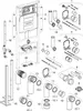An exploded diagram showing the components of a Geberit Duofix wall-hung toilet element. Náhľad obrázku produktu