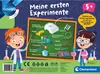 A colorful illustration of a children's science experiment kit, featuring two cartoon children and a blackboard listing the kit's components. Anteprima dell’immagine prodotto