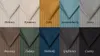 A collage of different fabric swatches, each labeled with its color name. Podgląd zdjęcia produktu