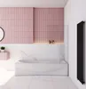 A modern bathroom with a bathtub, pink tiled walls, and marble accents. Produktbild-Vorschau