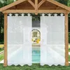 Outdoor curtains hanging in a wooden gazebo over a swimming pool. Produktbild-Vorschau