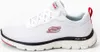 A side view of a white Skechers sneaker with red and black accents. Produktbild-Vorschau