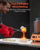 A man is using a metal melting furnace to pour molten metal into a mold. There are gold jewelry pieces on the table. Anteprima dell’immagine prodotto