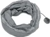 A gray cat tunnel with faux fur trim and a pom-pom toy attached. Produktbild-Vorschau