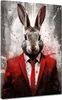 Hase im roten Anzug modern Pop Art Leinwandbild Wandbild Produktbild-Vorschau 1