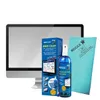 A computer monitor, a bottle of screen cleaner, and a microfiber cloth are arranged together on a white background. Produktbild-Vorschau