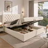 Letto imbottito 140x200 cm con spazio contenitore a Anteprima dell’immagine prodotto 1