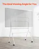 A white rolling TV stand with a large, transparent screen on it, set against a light gray and white background. Anteprima dell’immagine prodotto