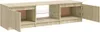 A light brown wooden TV stand with open doors and shelves, shown against a white background. Produktbild-Vorschau