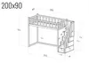 Hochbett mit Treppe, Höhe 150 cm – FILIP 200x90 cm Produktbild-Vorschau 2