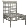 vidaXL Garten-Mittelsofa mit Kissen Grau Poly Rattan Produktbild-Vorschau 4