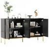 A black sideboard with gold accents is displayed against a white background. Produktbild-Vorschau