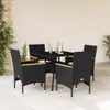 5-tlg. Garten-Essgruppe mit Kissen Schwarz Poly Rattan und Produktbild-Vorschau 2