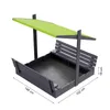 QLS Bac à sable en bois 150 cm avec banc et toit vert Voir les images du produit 2
