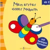 A colorful illustration of a butterfly with a crayon coloring it, on a yellow background. Anteprima dell’immagine prodotto