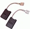 Two black carbon brushes with silver connectors and braided wires, isolated on a white background. Voir les images du produit