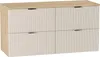 A front view of a white and wood cabinet with gold handles. Náhľad obrázku produktu