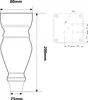 Technical drawing of a furniture leg with dimensions. Náhľad obrázku produktu