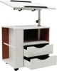 A white multifunctional bookshelf/nightstand with a liftable top and two drawers, shown against a white background. Voir les images du produit