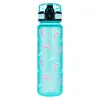 A turquoise water bottle with a rainbow pattern and small white dots, set against a white background. Podgląd zdjęcia produktu