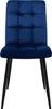 A dark blue velvet dining chair with tufted backrest and black metal legs, shown from the front on a white background. Náhled obrázku produktu