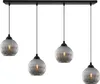 Lampada a sospensione RIFFLE nero 4 luci con globo di vetro Anteprima dell’immagine prodotto 8
