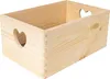 A wooden crate with heart-shaped handles on a white background. Produktbild-Vorschau