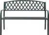 A dark gray metal garden bench with a decorative lattice backrest, presented on a white background. Produktbild-Vorschau