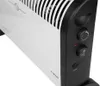 A close-up of a white electric heater with black controls. Náhľad obrázku produktu