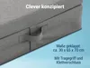 Close-up of a folded gray mattress with a handle and text overlays. Produktbild-Vorschau