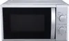 A silver microwave oven shown from the front. Produktbild-Vorschau