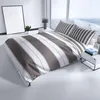 Bettwäsche Set 155x220 cm Braun Gestreift Baumwolle Produktbild-Vorschau 2
