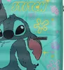 A close-up of a teal suitcase with a Stitch character design and the American Tourister logo. Produktbild-Vorschau
