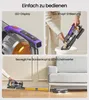 Collage showing features of a cordless vacuum cleaner. Produktbild-Vorschau