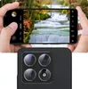 A person is holding a smartphone, showing the camera interface with a waterfall scene as the subject. Below the phone, the back of a smartphone with a quad-camera setup is visible. Náhľad obrázku produktu
