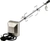 A stainless steel rotisserie spit with a motor and power cord, set against a white background. Podgląd zdjęcia produktu
