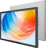 A silver tablet with a colorful abstract wallpaper on its screen, shown at an angle. Produktbild-Vorschau