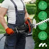 A person in overalls holding a hedge trimmer, with green icons on the right side. Náhľad obrázku produktu
