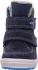 A close-up front view of a blue child's boot with grey fur trim. Produktbild-Vorschau